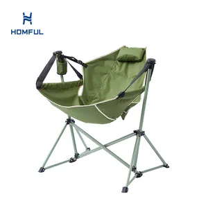 HOMFUL-Hamaca balancín de estilo libre, silla plegable para acampar, mecedora para acampar