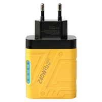 C017 Chargeur rapide haute puissance 240W à 5 ports, coque transparente jaune Mecha avec lumière LED, prise standard européenne, vente en gros