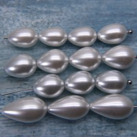 Perles en vrac en forme de goutte d'eau en cristal de verre blanc à trou droit, imitation perle, pour la fabrication de bijoux, vente en gros