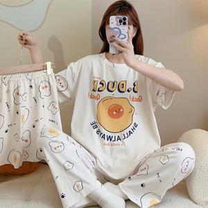 Phụ Nữ Của Bông Hot Đồ Ngủ 3 Pcs Phim Hoạt Hình Mô Hình Đồ Ngủ Ngắn Hàng Đầu Và Quần Short Quần Dài Nhà Quần Áo Giá Thấp - Product Image 4