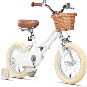 Bicicleta Infantil Petimini de 14 Pulgadas para Niños y Niñas |   Bicicleta Retro con Canasta de Mimbre, Cuadro de Acero al Carbono y Ruedas de Entrenamiento para Paseos al Aire Libre - Product Image 1