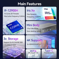 Mini PC de 13.ª Generación Intel Core I5 I7 I9 13900H, 64 GB DDR5 5600 Mhz, M.2 NVME, 4K UHD, WiFi6, para Juegos, Oficina y Escritorio