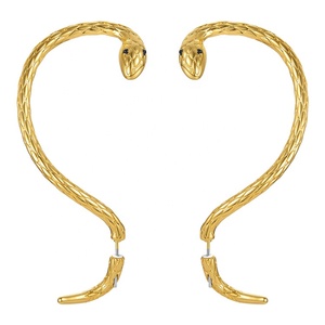 <span class=keywords><strong>Orecchini</strong></span> Hip Hop di Alta Qualità in Ottone Placcato <span class=keywords><strong>Oro</strong></span> 18K, Forma a <span class=keywords><strong>Serpente</strong></span> Avvolgente, Accessori E211230 - Product Image 1