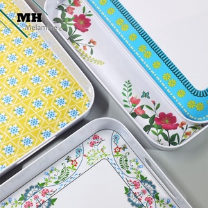 Mh mh074 Mới Phát Hành Thân Thiện Với Môi Trắng Nước Phong Cách Nhựa Hình Chữ Nhật <span class=keywords><strong>Melamine</strong></span> Bộ Đồ Ăn Khay Với Xử Lý Cho Cắm Trại - Product Image 5