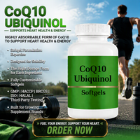 Gélules de CoQ10 Ubiquinol personnalisées, fabricant OEM, liposomales, haute absorption, 800 mg, vitamine E, oméga 3, marque privée