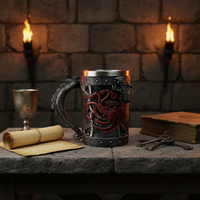 Tasse à bière en acier inoxydable avec poignée de Dragon créative, squelette, vin, résine extérieure, crâne, Stein