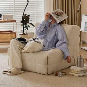 Fauteuil pouf en velours côtelé, design carré capitonné, style mid-century modern, pour salon, fauteuil individuel avec rembourrage en éponge douce - Product Image 3