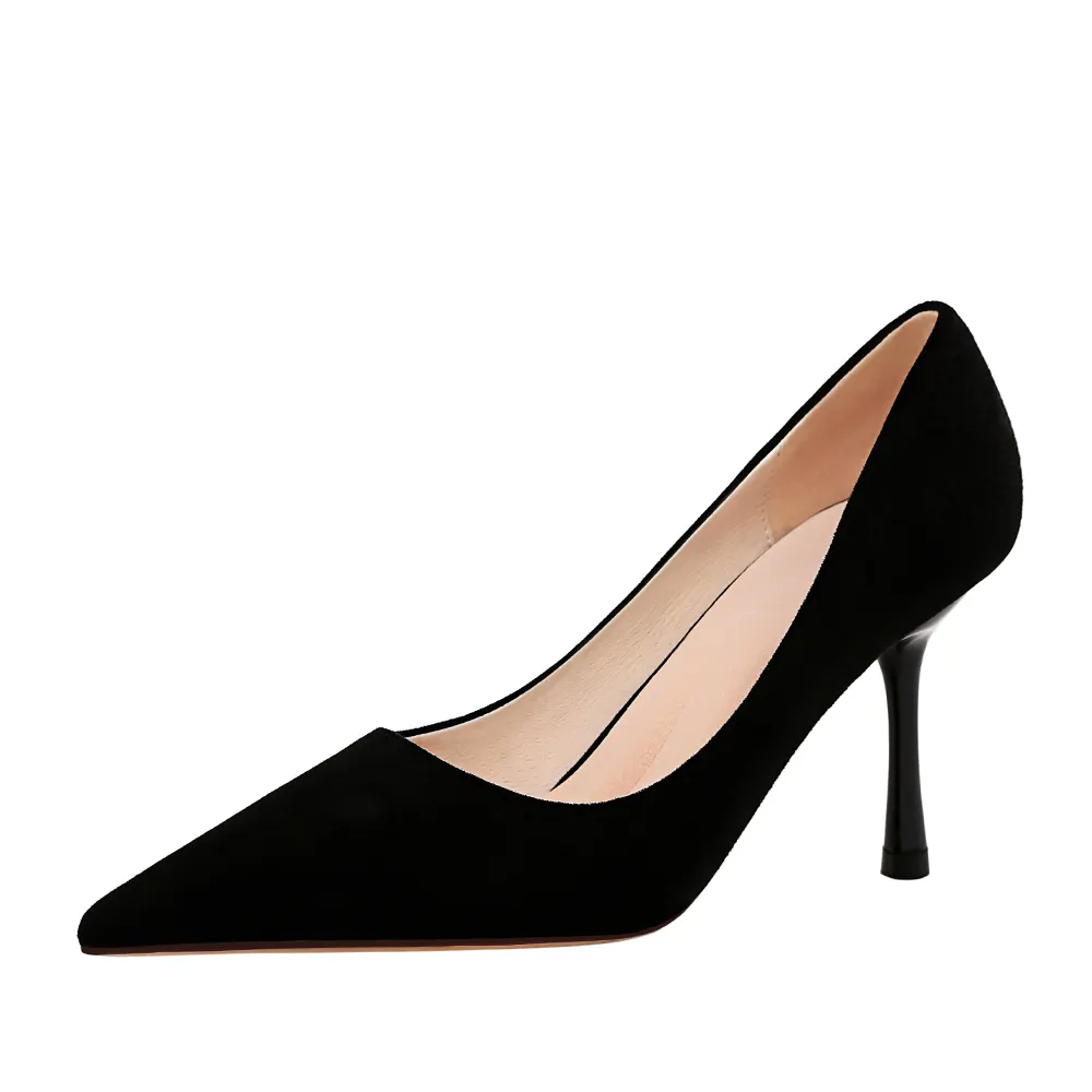 3319-1 bigtree sleek minimalist super high heel suede shallow mouth pointed sexy nightclub was thin high heels single shoes