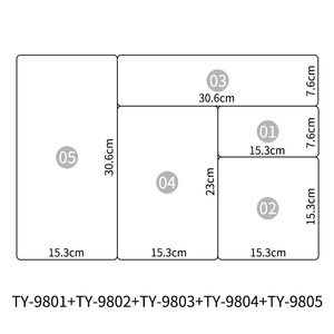 Set di Organizzatori per Cassetti Rettangolari in 5 Misure, Moderni Contenitori in Plastica PET per Camera da Letto e Bagno, per Cosmetici - Product Image 6