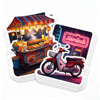 Autocollants Haoxuan pour marché nocturne, en vinyle PVC blanc, effet néon, pour stand alimentaire, snack, moto, graphiques brillants, imperméables, découpés à la forme