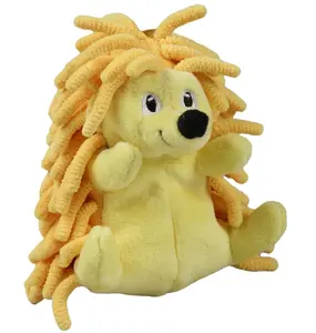 Yellow Hedgehog Stuffed Plush Dog Toy with Squeaker - Small Breed Stuffed Cuddly Soft Toy