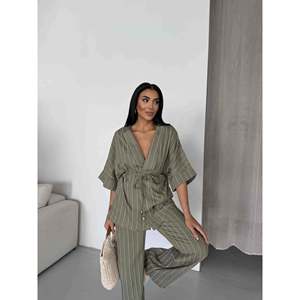 Conjunto de Kimono a Rayas - Verde Salvia - Product Image 3
