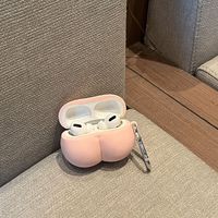 Étui en silicone souple créatif et amusant en forme de fesses de pêche 3D, mignon et de dessin animé, pour Apple Airpods 2/1 Pro 2 3, housse de protection pour écouteurs Bluetooth