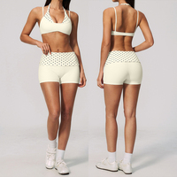Nouvel ensemble de survêtement à pois et rayures, soutien-gorge dos nu à bretelles, leggings, ensemble de sport à séchage rapide pour la course et le yoga, ensemble 2 pièces pour la gym