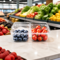 Boîte alimentaire jetable transparente en PET avec couvercle ventilé pour myrtilles, cerises, tomates, fraises, fruits, supermarchés, vente au détail, vente en gros