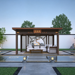 Pavillon chinois moderne minimaliste, gazebo imperméable et anticorrosion pour jardin commercial et cour privée - Product Image 2