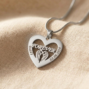 Collana con Ciondolo 'Angelo nel Mio Cuore' Jietao in Acciaio Inox Placcato Oro 18K, Gioiello Incidibile con Data, Regalo Romantico per Innamorati - Product Image 3