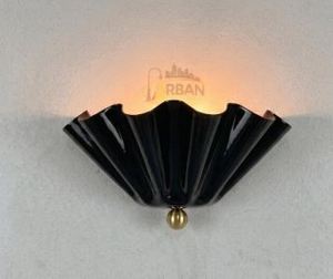 Applique murale en laiton demi-fleur noire – Luminaire mural floral fait main avec abat-jour en forme d'éventail - Product Image 6