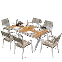 Ensemble table et chaises d'extérieur en aluminium blanc mobile pour balcons, jardins, villas, cafés en plein air - 4 places, minimaliste et moderne