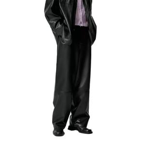 กางเกงหนังแฟชั่นใหม่สั่งทำขายส่งสำหรับผู้ชาย สไตล์มอเตอร์ไซค์ ทรงตรง ทรงหลวม กางเกงหนังผู้ชาย - Product Image 4