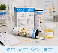 Tiras Reactivas de Análisis de Orina Rápido de Nueve Parámetros Dirui para Detección Clínica de Nitrito, Urobilinógeno, Proteína, pH y Sangre