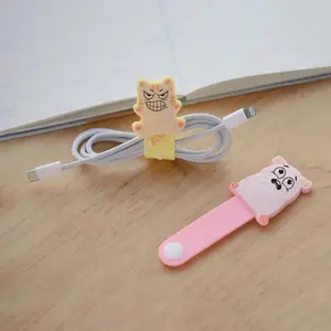 Organisateur de câble en forme de dessin animé mignon personnalisé enrouleur de fil d'écouteur support de cordon USB pour clips de gestion de protecteur de câble à boucle