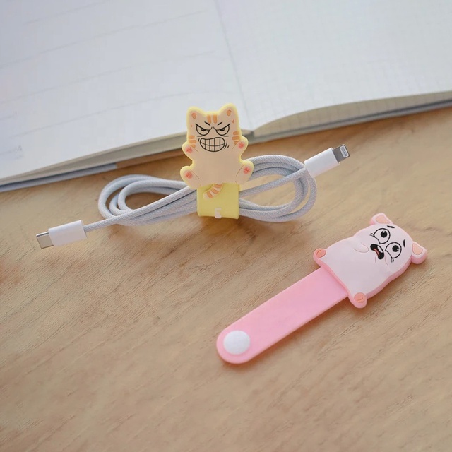 DR Brand All Silicone Custom Shape Cable Organizer Earphone Wire Winder USB Cord Holder Buckle Cable Protector Custom Color