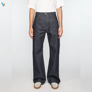 Jean Bootcut Homme en Denim Indigo Brut Non Lavé Coupe Large et Rigide - Product Image 1
