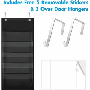 Organizador de Pared con Bolsillos Transparentes, 5 Bolsillos de Nailon con Etiquetas para Nombre, para Organización de Archivos de Oficina - Product Image 2