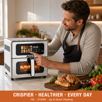 Four à friture à air chaud numérique 2150W 10L grande capacité avec chauffage supérieur et inférieur, 12 programmes prédéfinis, pour la cuisine domestique