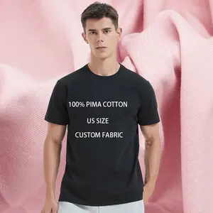 Tùy Chỉnh Dày 100% Pima Bông Số Lượng Lớn Trống Cao Cấp Của Men's Drop Shoulder Logo Trắng Quá Khổ T-Shirts