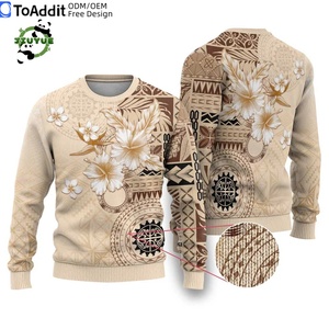 Ropa de calle personalizada Samoa <span class=keywords><strong>Manuia</strong></span> Le Kirisimasi suéter de cuello alto suave sudadera de Navidad de gran tamaño para hombre - Product Image 3