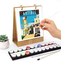 Calendrier de bureau moderne peint à la main, peinture par numéros avec boîte, faible MOQ et personnalisation, décoration intérieure et cadeaux, idéal pour les débutants