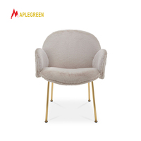 Fauteuil d'hôtel moderne de luxe en sherpa, pieds en métal, rembourré, fauteuil commercial, mobilier d'hôtellerie personnalisé, fabricant chinois
