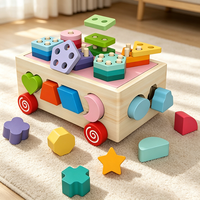 Meistverkauftes Kinder-Spielzeug in Radieschenform, Holz-Ziehspielzeug, Montessori Kognitives Sortierspiel-Set