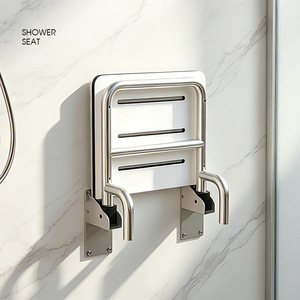 Siège de douche pliant en acier inoxydable, monté sur le mur, pour personnes âgées et femmes enceintes, équipement de sécurité pour salle de bain - Product Image 3