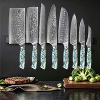 Ensemble de 67 ustensiles de cuisine professionnels en acier Damas avec manches en nacre, couteaux de style japonais affûtés