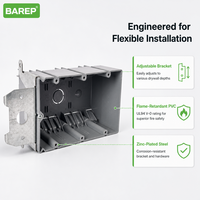 Boîtier électrique réglable en PVC BAREP SN49X-ADJ à 3 modules, 49 pouces cubes, homologué ETLus UL 514C pour montage de commutateurs et prises neufs aux États-Unis
