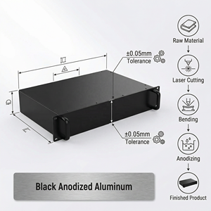 Boîtier de serveur <span class=keywords><strong>en</strong></span> tôle d'<span class=keywords><strong>aluminium</strong></span> TZR OEM personnalisé, châssis de montage <span class=keywords><strong>en</strong></span> rack 2U de 19 pouces pour amplificateur audio - Product Image 1
