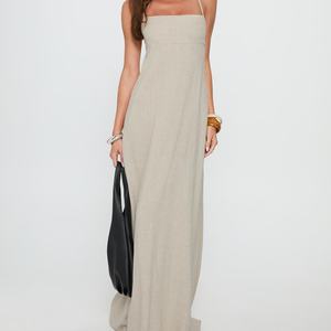 Vestido Largo Informal de Lino 100% para Mujer, Estilo Verano, Sin Espalda, Diseño OEM - Product Image 2