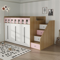 Modernes Minimalistisches Eichenholz-Kleiderschrank-Bett Design Queen-Size Platzsparendes Schlafzimmermöbel Einzel-Hochbett mit Schublade