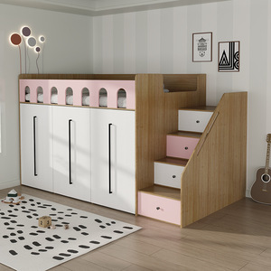 Giường ngủ thiết kế hiện đại tối giản bằng gỗ sồi, cỡ Queen, tiết kiệm không gian, nội thất phòng ngủ, giường tầng đơn có ngăn kéo lưu trữ - Product Image 4