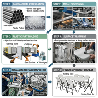 Mobilier de cantine scolaire, usine certifiée ISO, table et chaises pliantes robustes blanches pour la location d'événements
