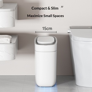 Poubelle intelligente en plastique avec capteur, nouvelle en 2023, pour la maison, la salle de bain, le salon, les toilettes, avec couvercle, espace étroit, électrique - Product Image 3