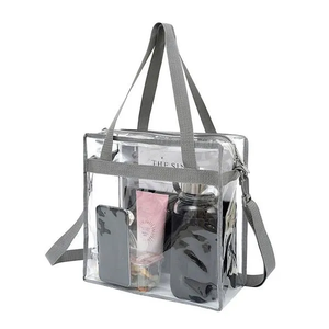 กระเป๋าเป้สะพายหลังแบบมีซิปปิด PVC ใส กันน้ำ กระเป๋าสะพายข้าง กระเป๋าใส่เครื่องสำอาง - Product Image 1