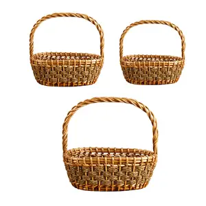 China Basket Supplier Hand Woven Cheap Price Wholesale Willow Material Wicker Baskets for Gifts with Handle