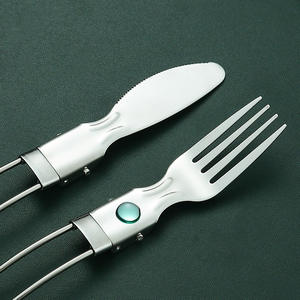 Folding Design Stainless Steel <b>Cutlery</b> <b>Set</b> Stainless Steel Foldable Knife Fork Spoon for <b>Travel</b> - Product Image 4