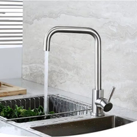 Robinet de lavabo de salle de bain d'hôtel à poignée unique, à trou unique, en acier inoxydable SUS 304, durable, monté sur le plan de travail