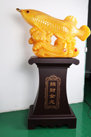 Feng Shui Ornement Sculpture Golden Arowana Lucky Fish Statues Meilleur cadeau pour l'ouverture de l'entreprise, décor de salon de bureau à domicile