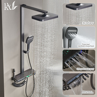 Sistem Shower Digital Termostatis Kuningan H59 Komersial dengan Set Rainfall Waterfall untuk Proyek Teknik Hotel Kustom